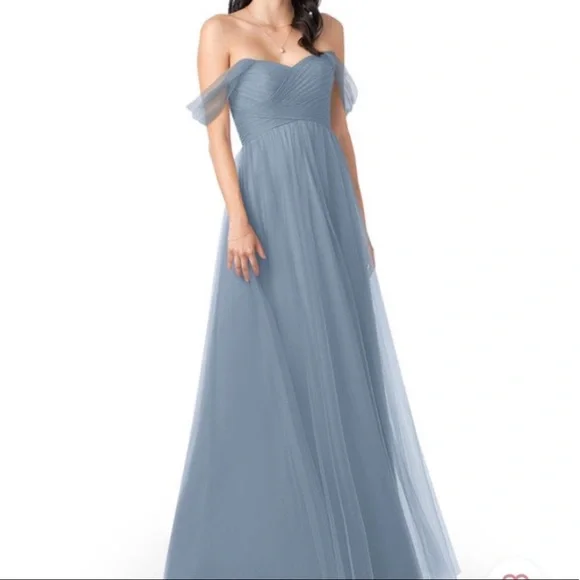 Azazie Dusty Blue Bridesmaid Dress - Picture 3 of 8